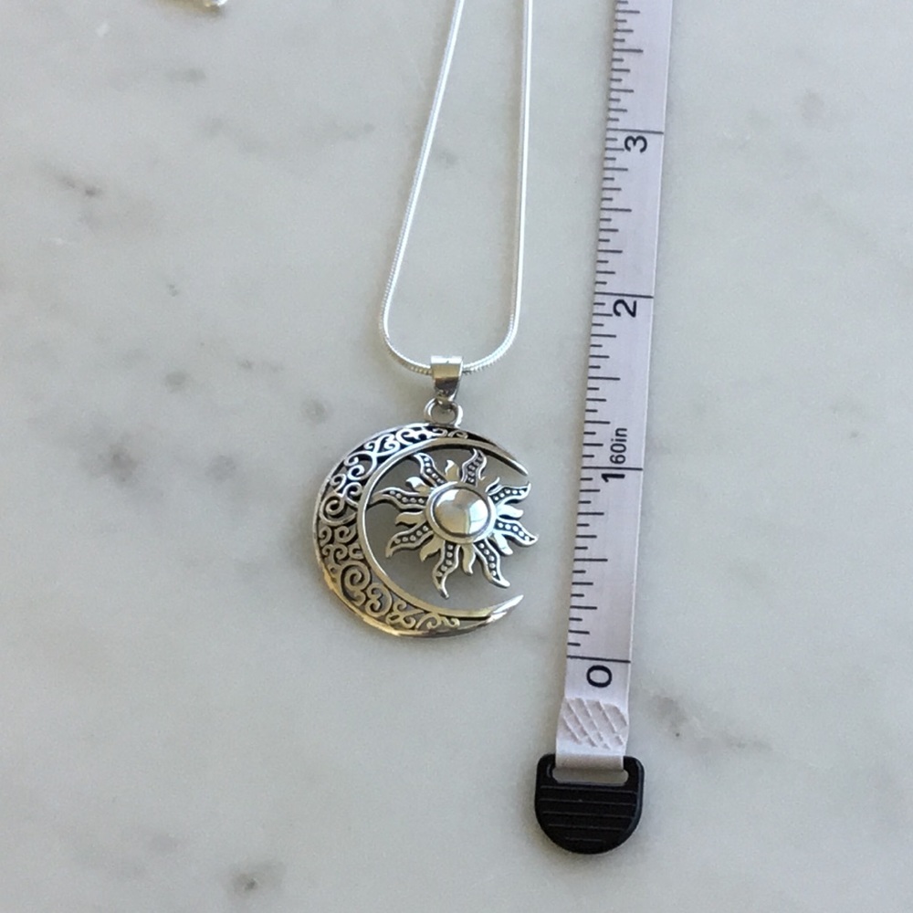 Sterling Silver Moon & Sun Necklace - Picture 4 of 16